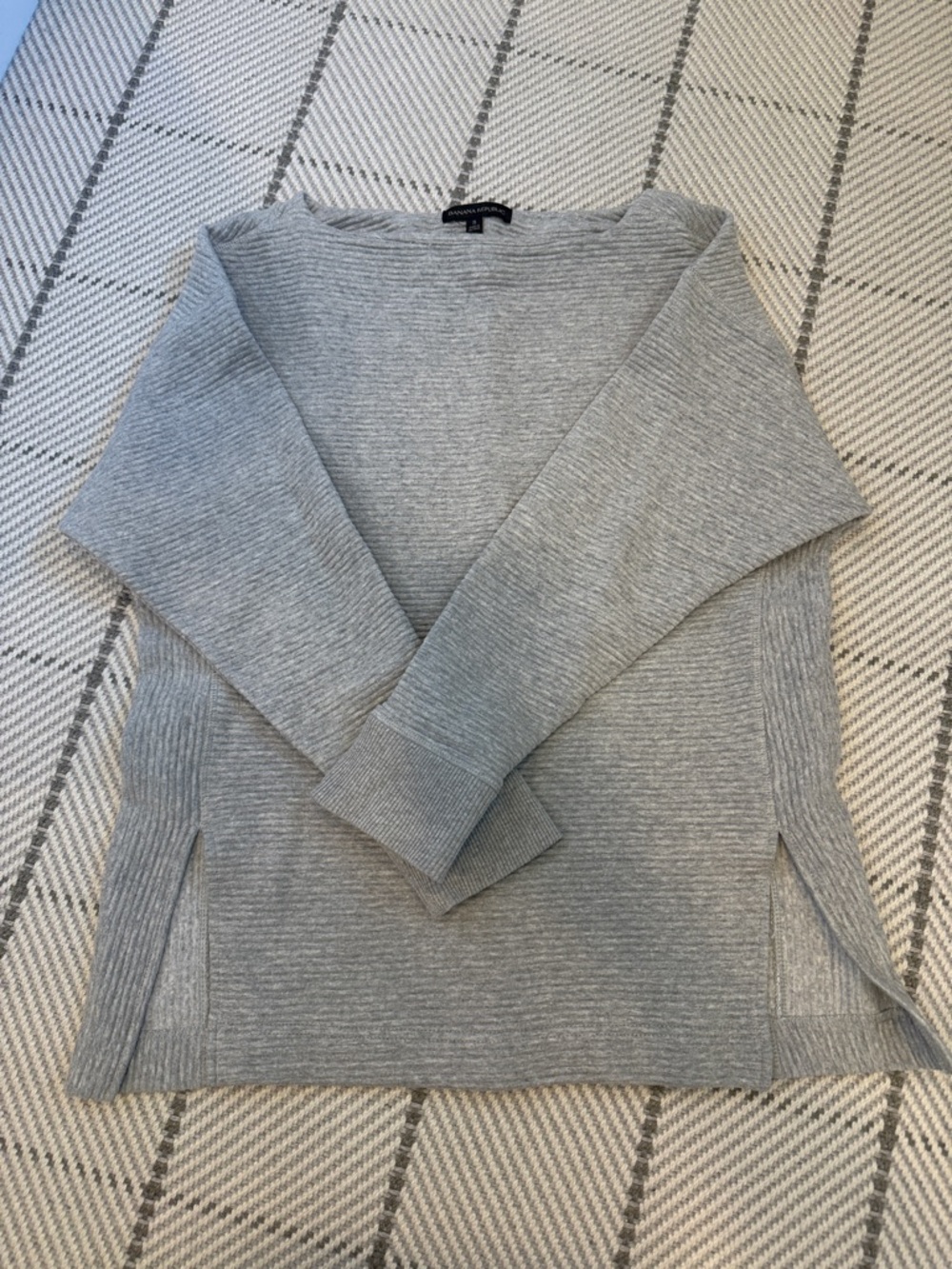 Banana Republic Light Gray Ribbed Scoop-Neck Sweater